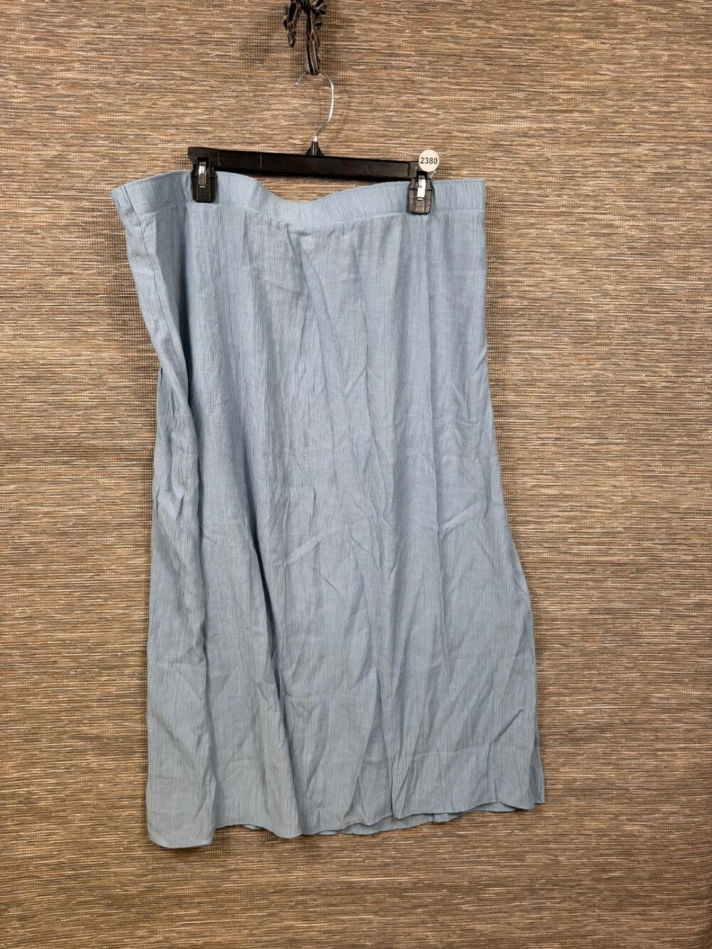 Peace Love World A-Line Midi Skirt Women's Size XL Light Sky Blue Elastic Waist